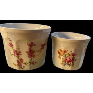Vintage 2 Piece Set Porcelain Flower Pots / German Democratic Republic